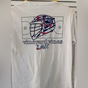 Vineyard Vines White Lacrosse  Graphic Long Sleeve Boys size 12-14